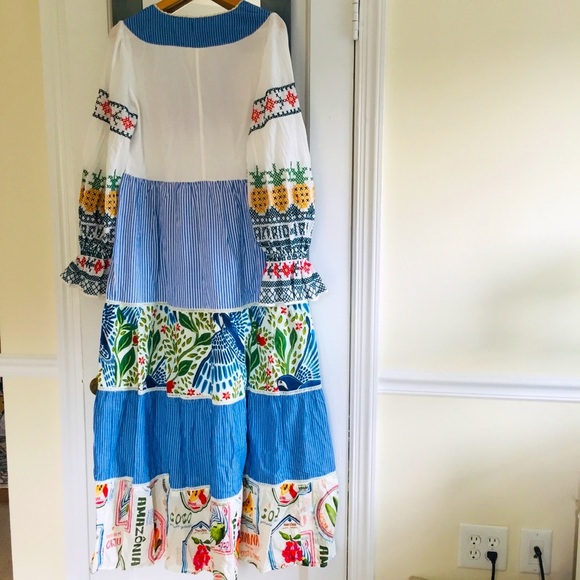 Farm Rio Pineapple Beach Maxi Dress Tropical Summer Maximalist - Picture 14 of 16